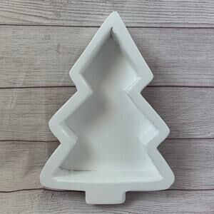 White Painted Wooden Christmas Tree Tray or Decorative Piece